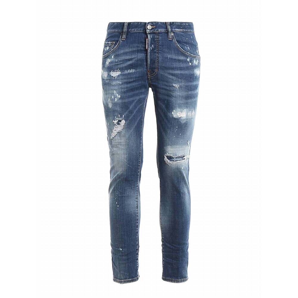 NEW DSQUARED2 men's iconic denim trousers in indigo